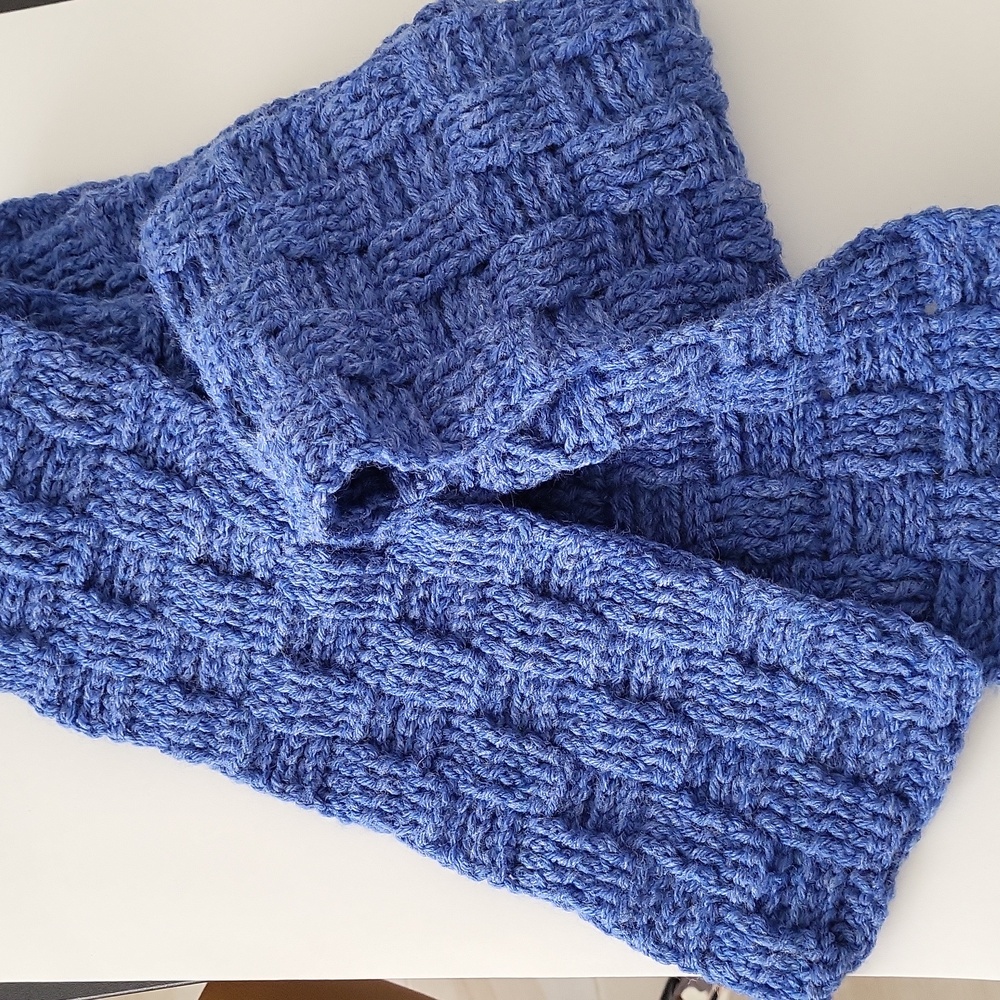 Scarf & Hat Denim Blue Hand Made Crochet 60" x 6" Scarf - Picture 3 of 3